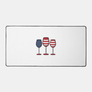 Patriotic Wine Glasses Vintage Vector Shirt Design Desk Mat