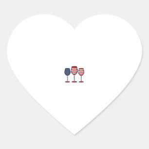Patriotic Wine Glasses Vintage Vector Shirt Design Heart Sticker