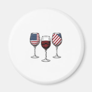 Patriotic Wine Glasses Vintage Vector Shirt Design Magnet