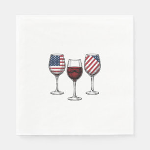 Patriotic Wine Glasses Vintage Vector Shirt Design Napkin