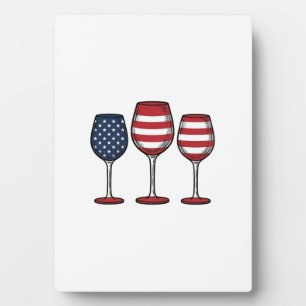 Patriotic Wine Glasses Vintage Vector Shirt Design Plaque