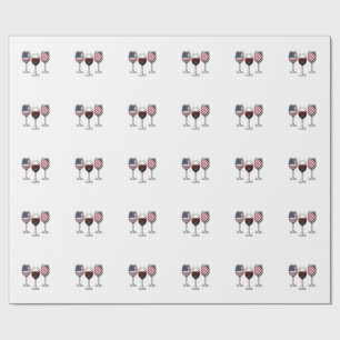 Patriotic Wine Glasses Vintage Vector Shirt Design Wrapping Paper