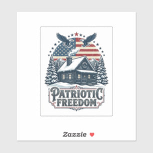 Patriotic Winter Cabin Vector Graphic Tee
