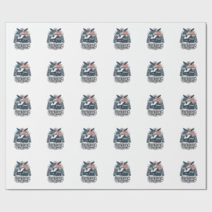Patriotic Winter Cabin Vector Graphic Tee Wrapping Paper