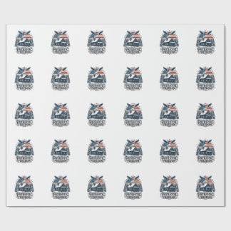 Patriotic Winter Cabin Vector Graphic Tee Wrapping Paper