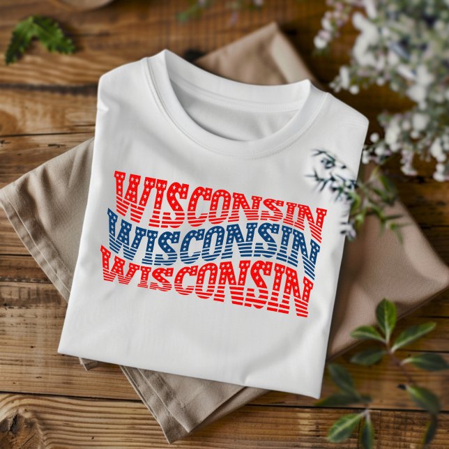 Patriotic Wisconsin Red and Blue Boho T-Shirt  (Creator Uploaded)