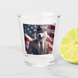 Patriotic Wolf   Shot Glass