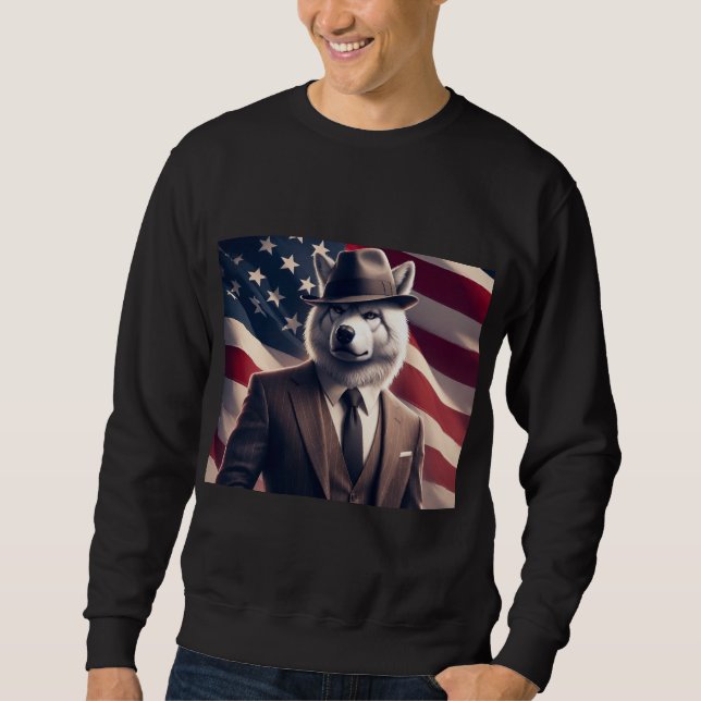 Patriotic Wolf   Sweatshirt (Front)