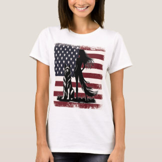 Patriotic Woman & German Shepherd United Spirit T-Shirt