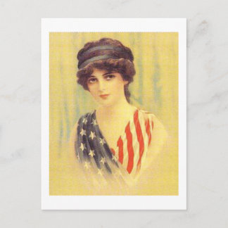 Patriotic Woman Illustration Postcard