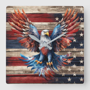 Patriotic Wood Wall Clock
