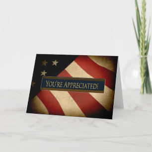 Patriotic -Worn American Flag -You're Appreciated Thank You Card