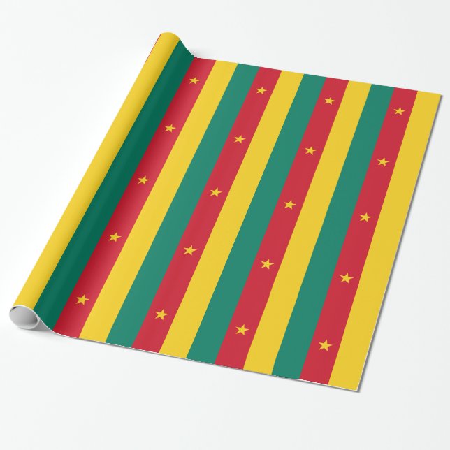 Patriotic wrapping paper with Flag of Cameroon (Unrolled)