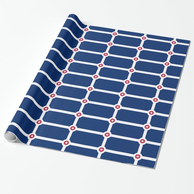 Patriotic wrapping paper with Flag of Indianapolis (Unrolled)
