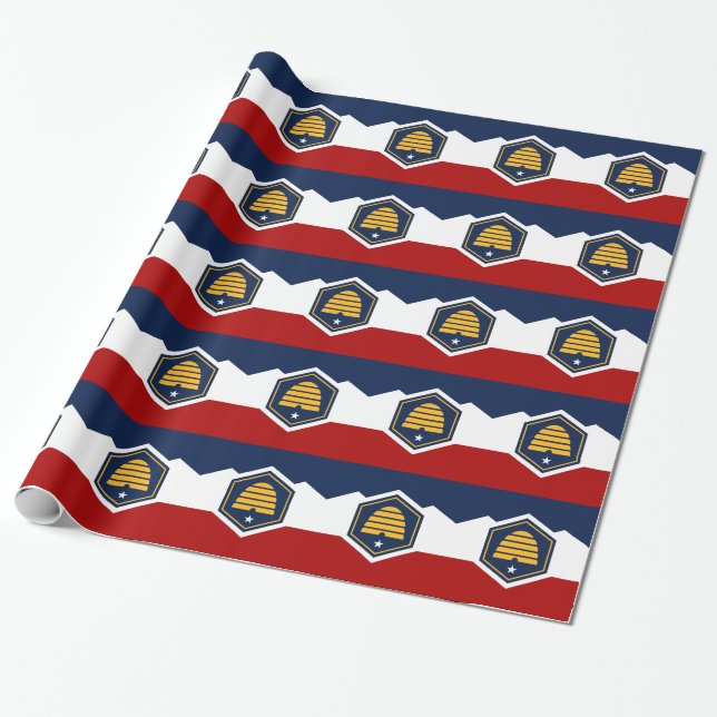 Patriotic wrapping paper with Flag of Utah, USA (Unrolled)