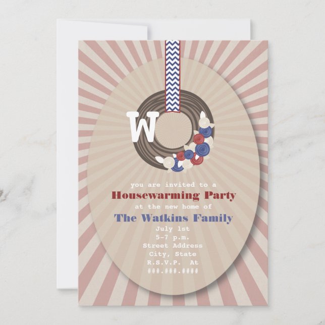 Patriotic Wreath Housewarming Party Invitation (Front)