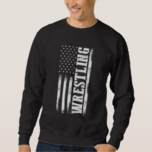 Patriotic Wrestler  4th Of July  American Flag Wre Sweatshirt