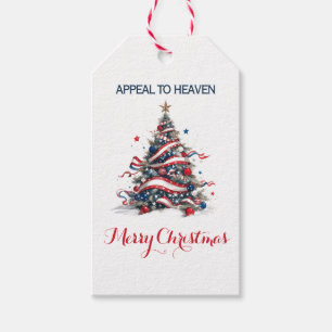 Patriotic Xmas Tree ATH1 with origin ed - Gift Tag