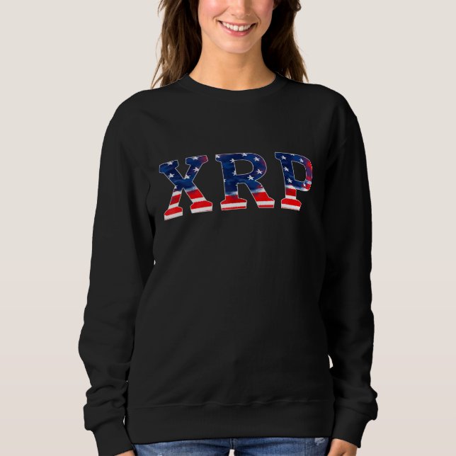 Patriotic Xrp Crypto Currency American Flag Letter Sweatshirt (Front)