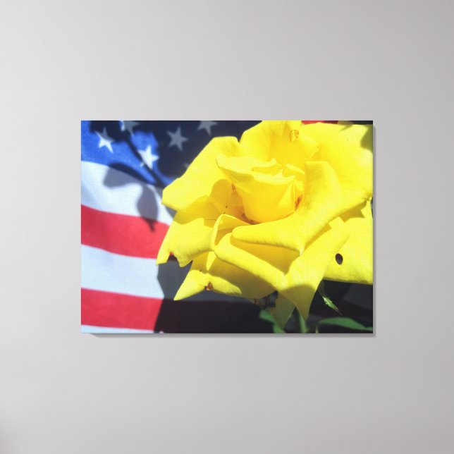 Patriotic Yellow Rose Canvas Print (Front)