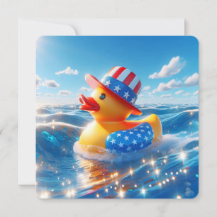 Patriotic Yellow Rubber Duck Party Invitation