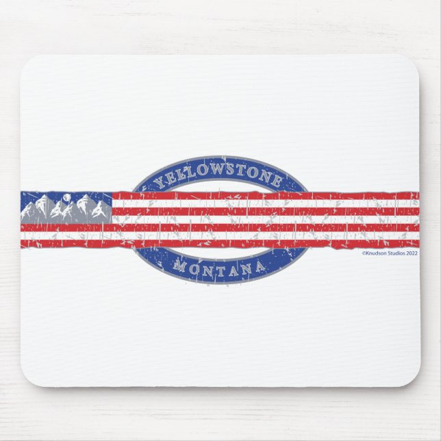 Patriotic Yellowstone Montana Mouse Pad (Front)