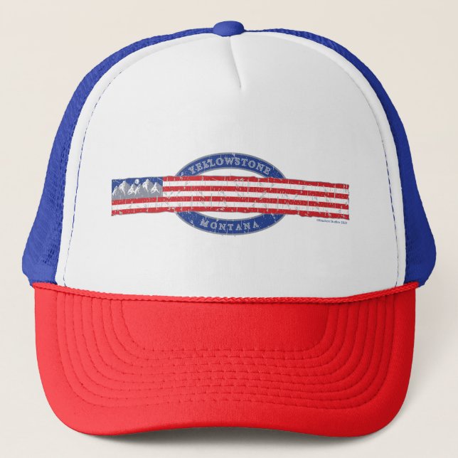 Patriotic Yellowstone Montana Trucker Hat (Front)