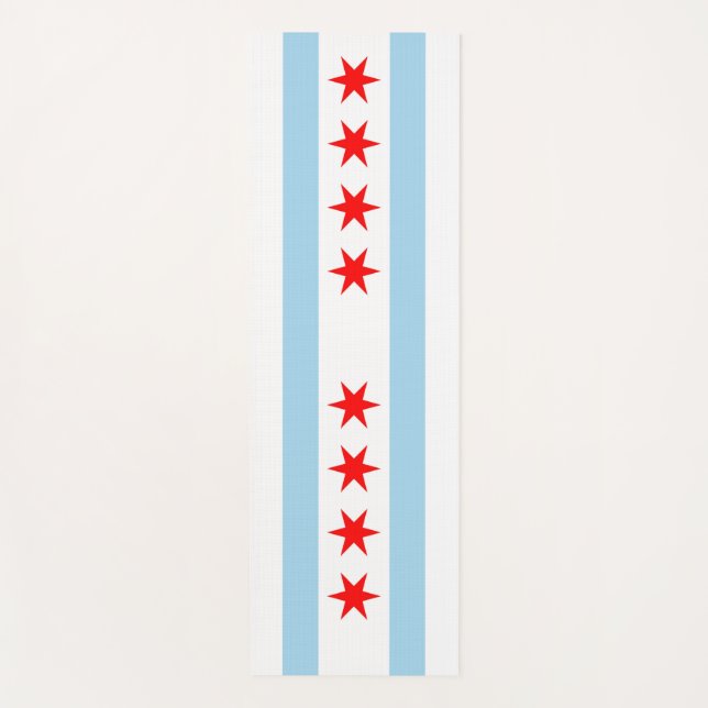 Patriotic Yoga Mats with flag of Chicago City, USA (Front)