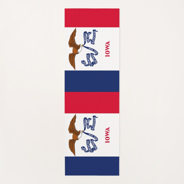 Patriotic Yoga Mats with flag of Iowa, USA (Front)