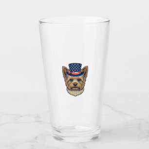 Patriotic Yorkshire Terrier Vintage Glass