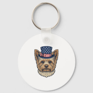 Patriotic Yorkshire Terrier Vintage Key Ring