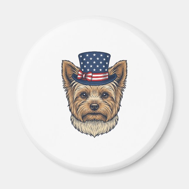 Patriotic Yorkshire Terrier Vintage Magnet (Front)