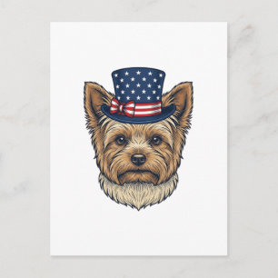 Patriotic Yorkshire Terrier Vintage Postcard