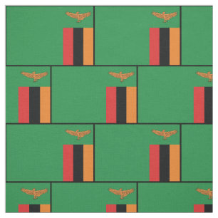 Patriotic Zambia Flag Black Border Fabric