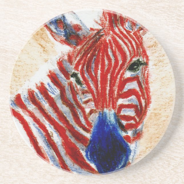 Patriotic Zebra Coasters (Front)