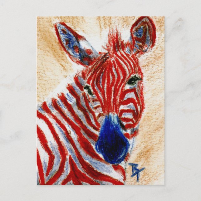 Patriotic Zebra Postcard (Front)