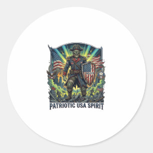 Patriotic Zombie Patriot General Zombie Apocalypse Classic Round Sticker