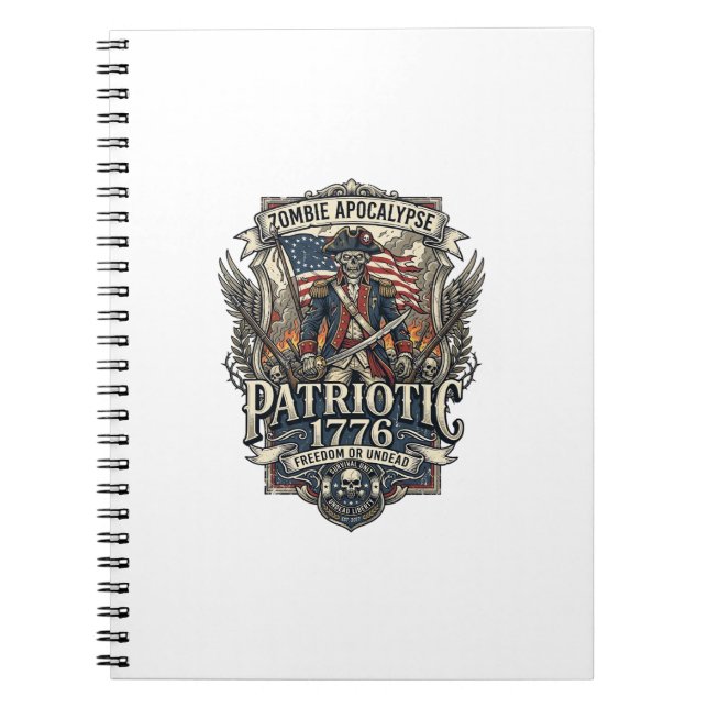 Patriotic Zombie Patriot General Zombie Apocalypse Notebook (Front)