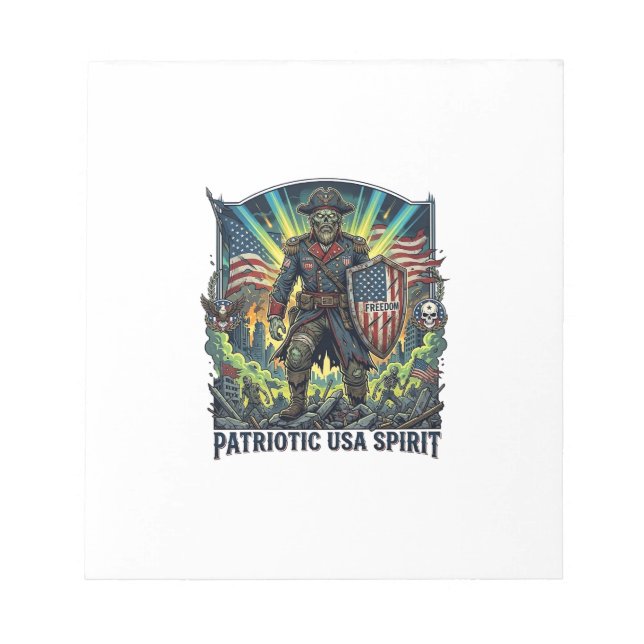 Patriotic Zombie Patriot General Zombie Apocalypse Notepad (Front)