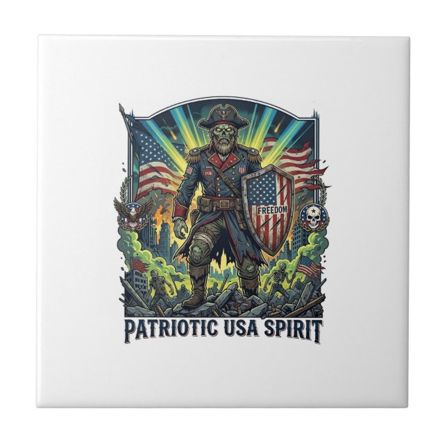 Patriotic Zombie Patriot General Zombie Apocalypse Tile (Front)