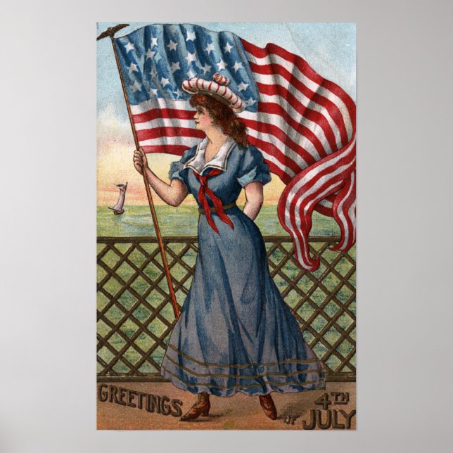 Patriotically Dressed Woman Poster (Front)