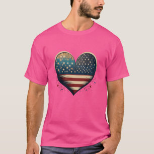 "Patriotism and Loyalty" Flag and Heart Design T-Shirt