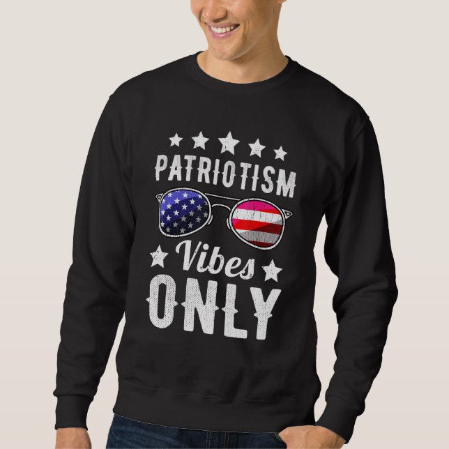 Patriotism Vibes 4th of July Boys Kids Sunglasses  Sweatshirt (Front)