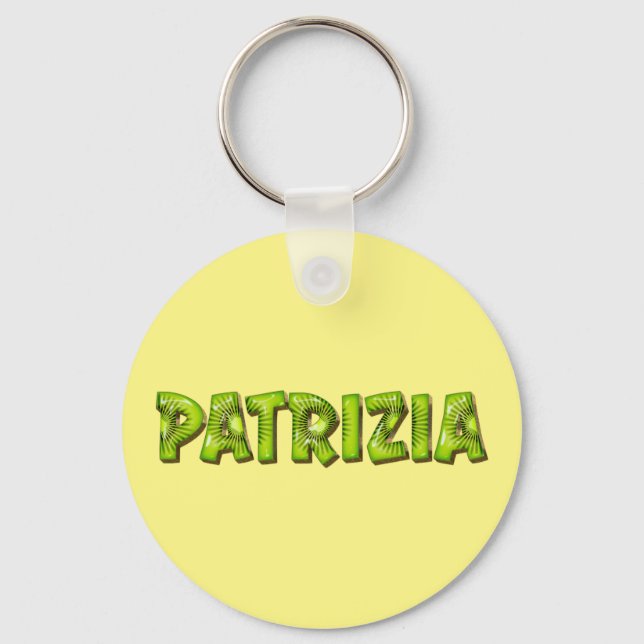 Patrizia Name Kiwi Design Keyring (Front)