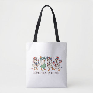 Patroatic goose on the loose   4th of july  tote bag