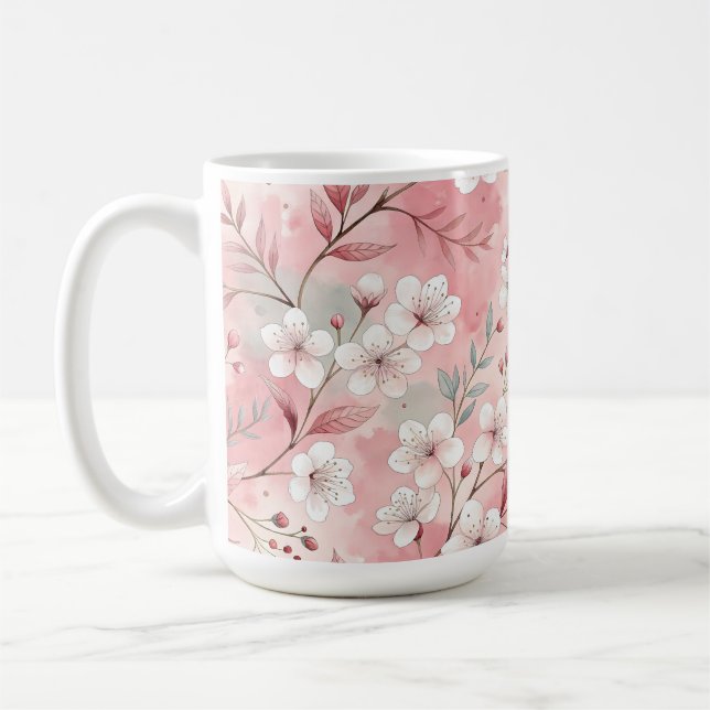 Patrón de flor sakura rosado coffee mug (Left)