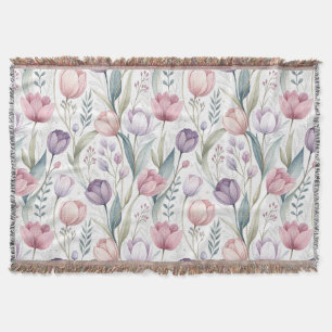 Patrón floral de tulipano escandinavo throw blanket