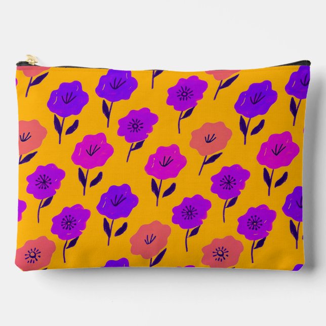 Patrón floral vibrante accessory pouch (Front)