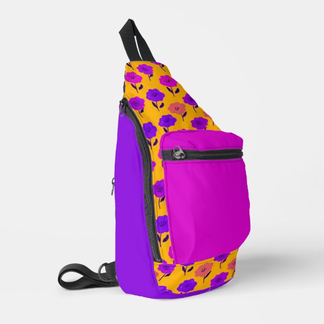 Patrón floral vibrante sling bag (Left Corner)