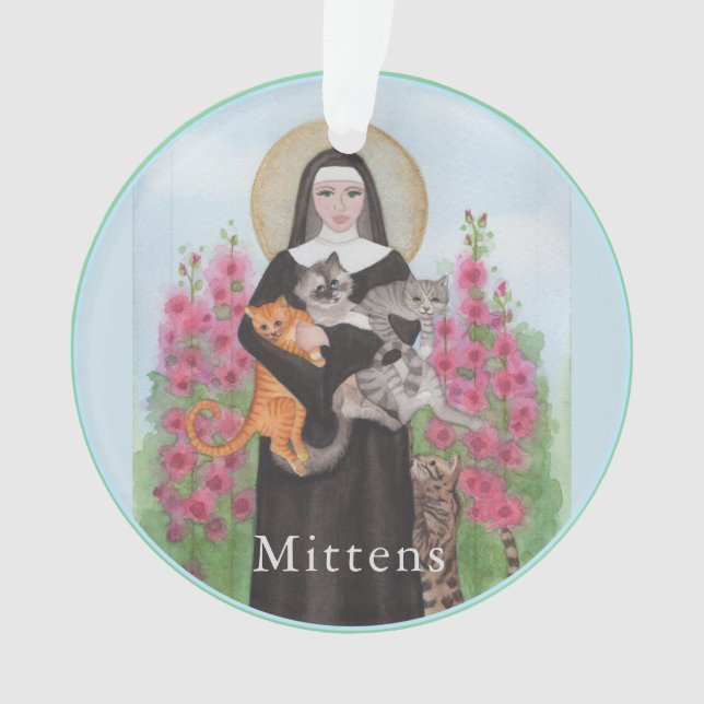Patron St. of Cats Rear View Mirror Memorial Ornament (Front)